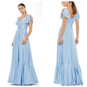 NEW Ieena Mac Duggal Surplice Bodice Split Sleeves Dress Periwinkle sz 6 #11256